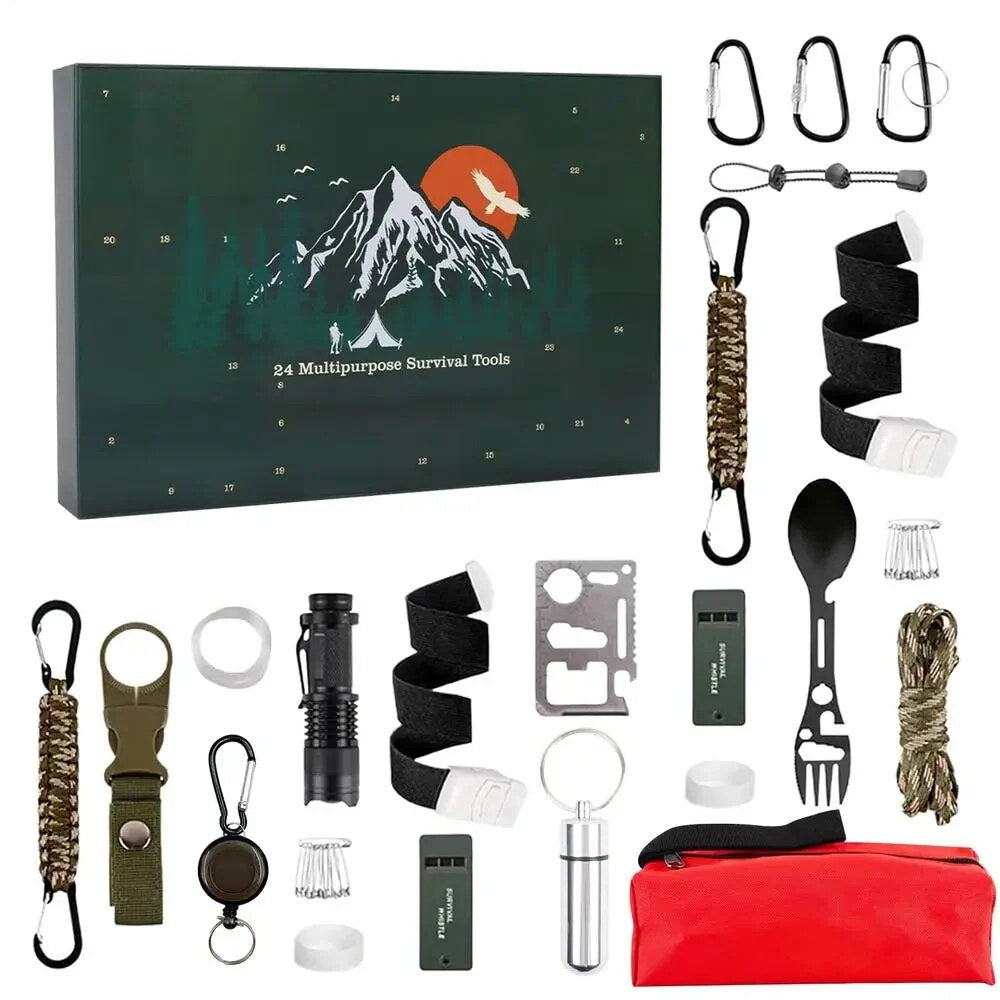 Survival Advent Calendar – 24 outdoor tools, weather-resistant, portable