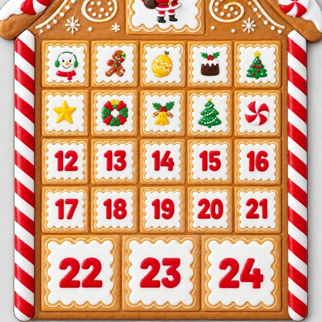 Advent Calendar – gingerbread house, magnetic refrigerator display