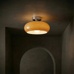 Amber Glass Ceiling Light – brass canopy, flush mount or pendant