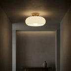 Amber Glass Ceiling Light – brass canopy, flush mount or pendant