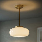 Amber Glass Ceiling Light – brass canopy, flush mount or pendant