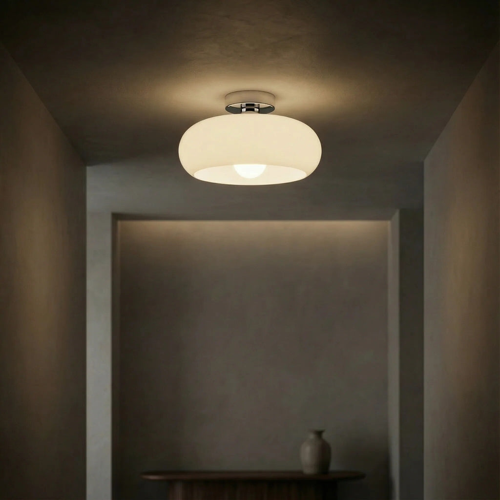 Amber Glass Ceiling Light – brass canopy, flush mount or pendant