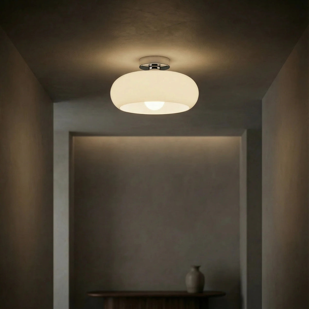 Amber Glass Ceiling Light – brass canopy, flush mount or pendant