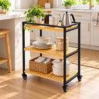 Bamboo Bathroom Trolley – rolling organiser, 3-tier open shelves