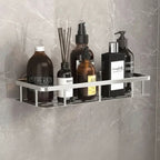 Bathroom Storage Shelf – adhesive mounting, stainless steel, Nordic style