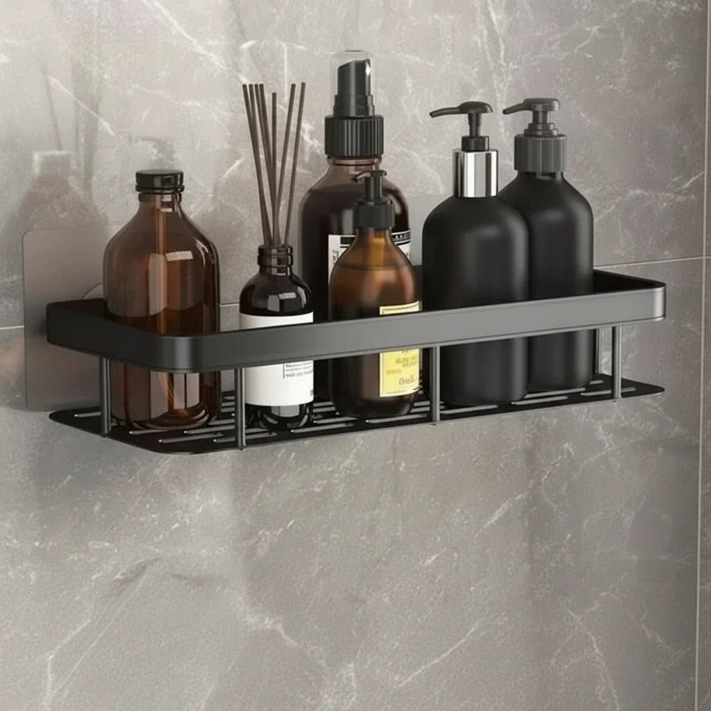 Bathroom Storage Shelf – adhesive mounting, stainless steel, Nordic style
