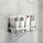 Bathroom Storage Shelf – adhesive mounting, stainless steel, Nordic style