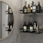 Bathroom Storage Shelf – adhesive mounting, stainless steel, Nordic style