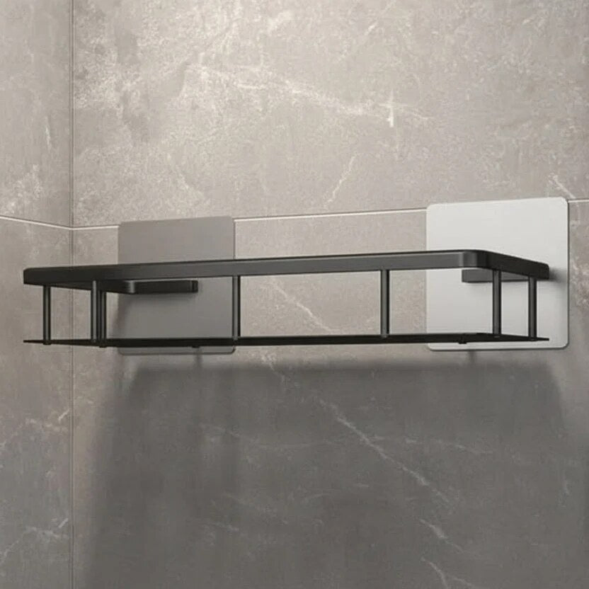 Bathroom Storage Shelf – adhesive mounting, stainless steel, Nordic style