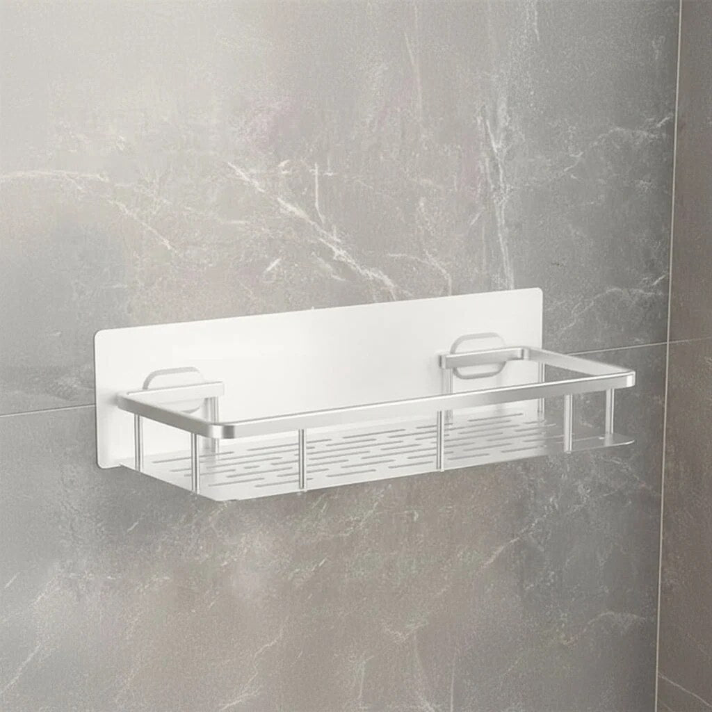 Bathroom Storage Shelf – adhesive mounting, stainless steel, Nordic style
