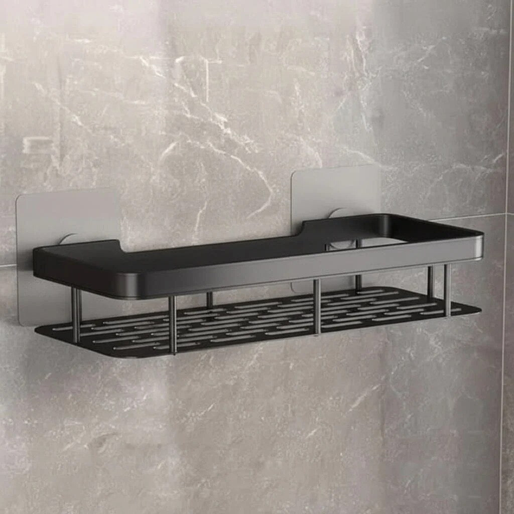Bathroom Storage Shelf – adhesive mounting, stainless steel, Nordic style