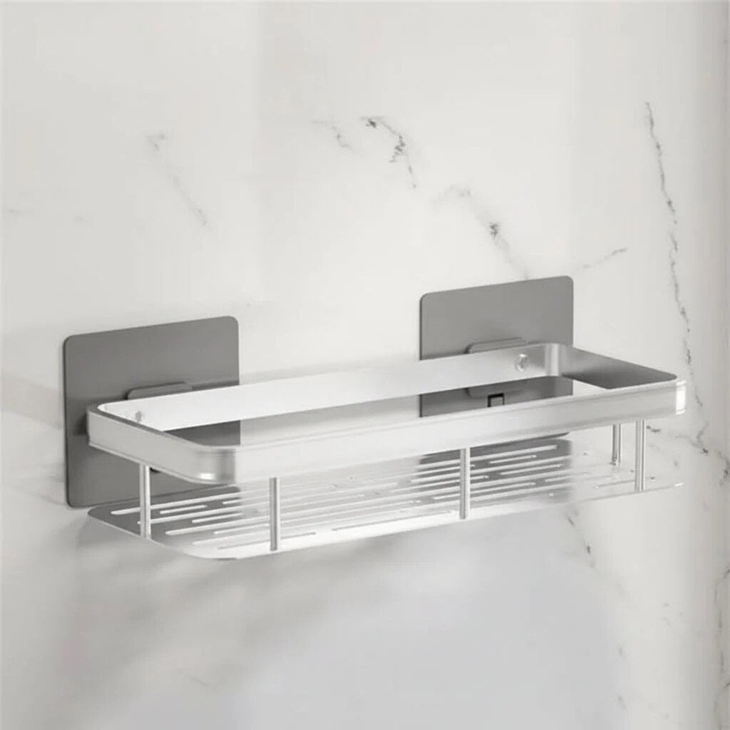 Bathroom Storage Shelf – adhesive mounting, stainless steel, Nordic style