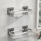 Bathroom Storage Shelf – adhesive mounting, stainless steel, Nordic style