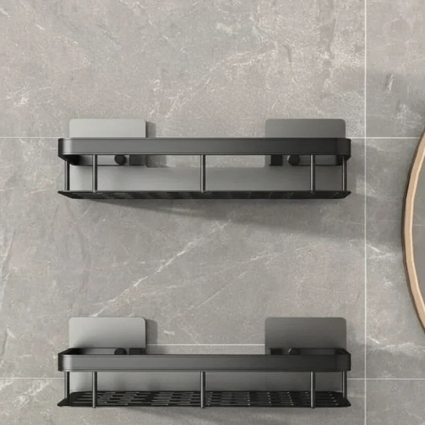 Bathroom Storage Shelf – adhesive mounting, stainless steel, Nordic style
