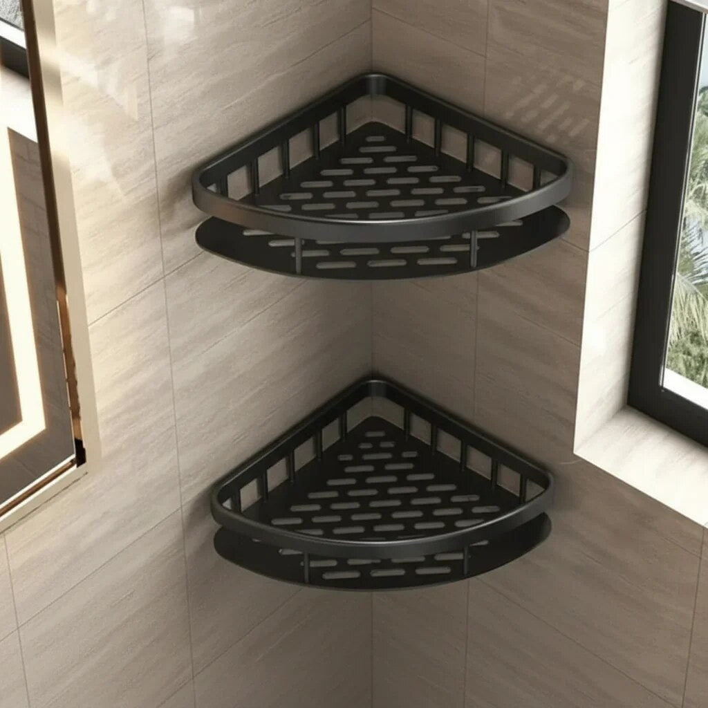 Bathroom Storage Shelf – adhesive mounting, stainless steel, Nordic style