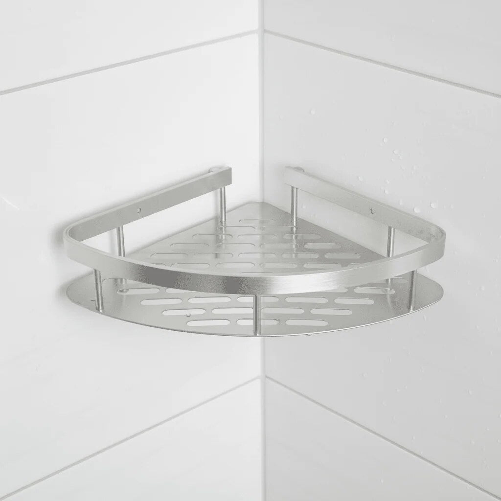 Bathroom Storage Shelf – adhesive mounting, stainless steel, Nordic style