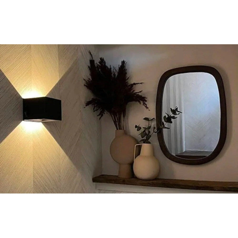 Battery Wall Light – cube shade, dimmable, adhesive mounted