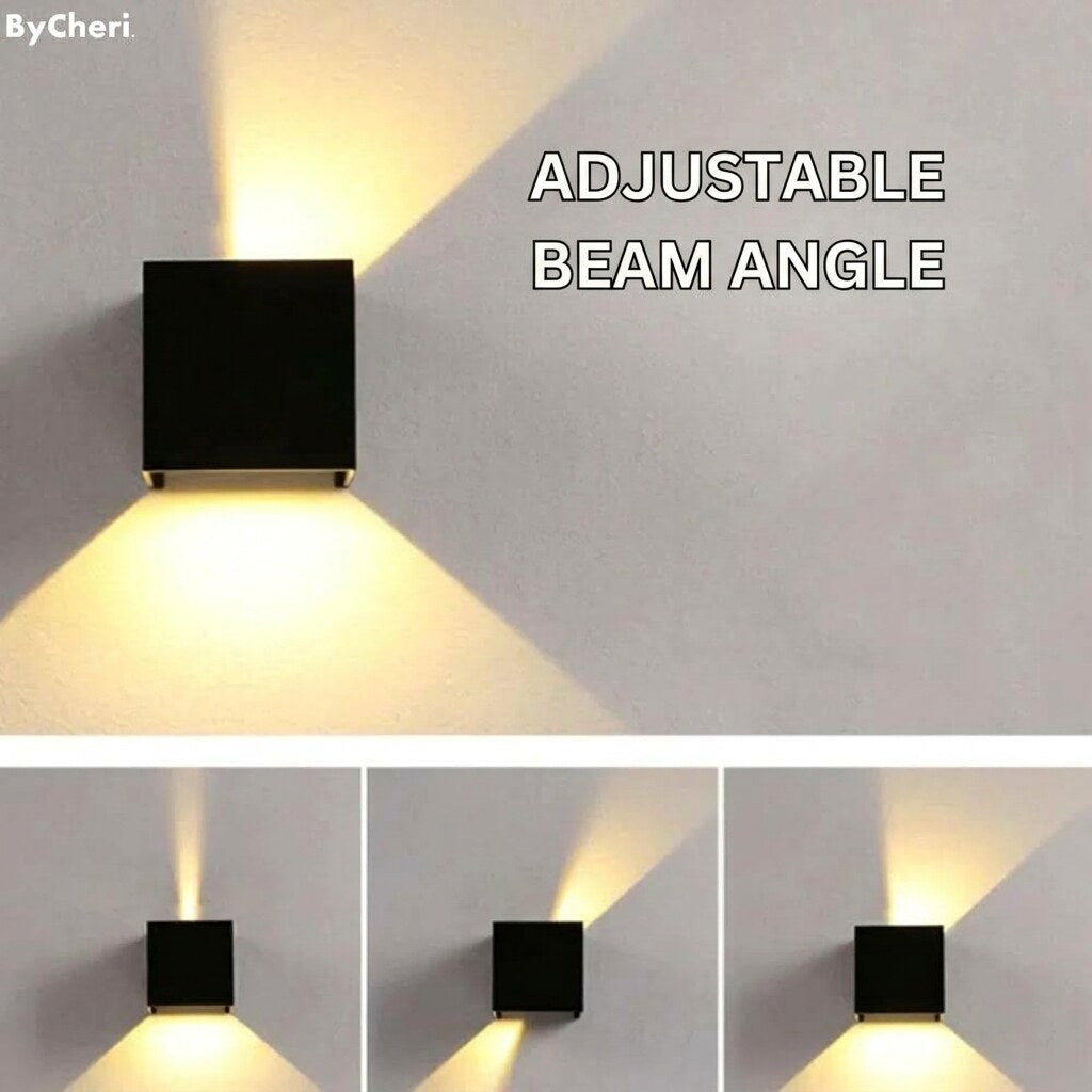 Battery Wall Light – cube shade, dimmable, adhesive mounted