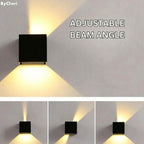 Battery Wall Light – cube shade, dimmable, adhesive mounted