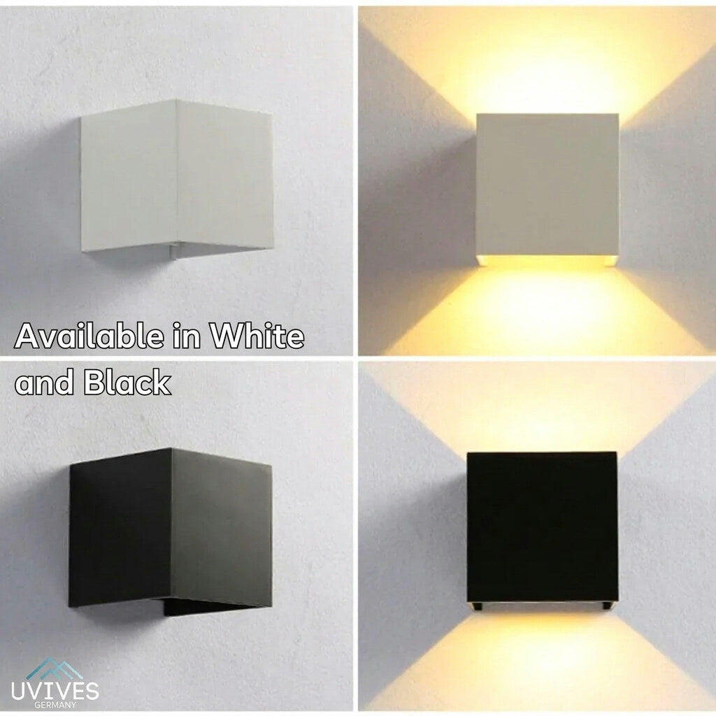 Battery Wall Light – cube shade, dimmable, adhesive mounted