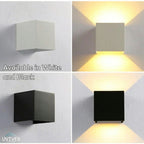 Battery Wall Light – cube shade, dimmable, adhesive mounted