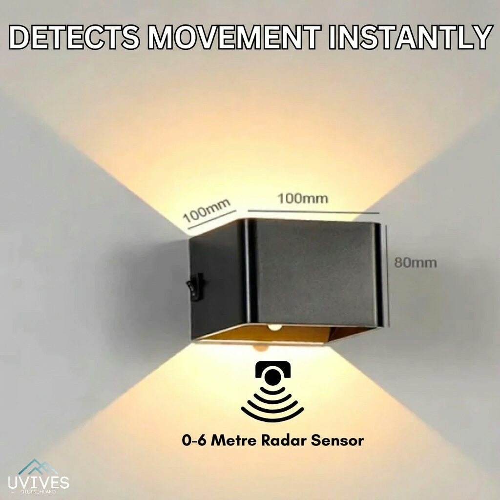 Battery Wall Light – cube shade, dimmable, adhesive mounted
