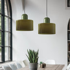 Bauhaus Glass Pendant Light – compact shade, colour options, adjustable drop