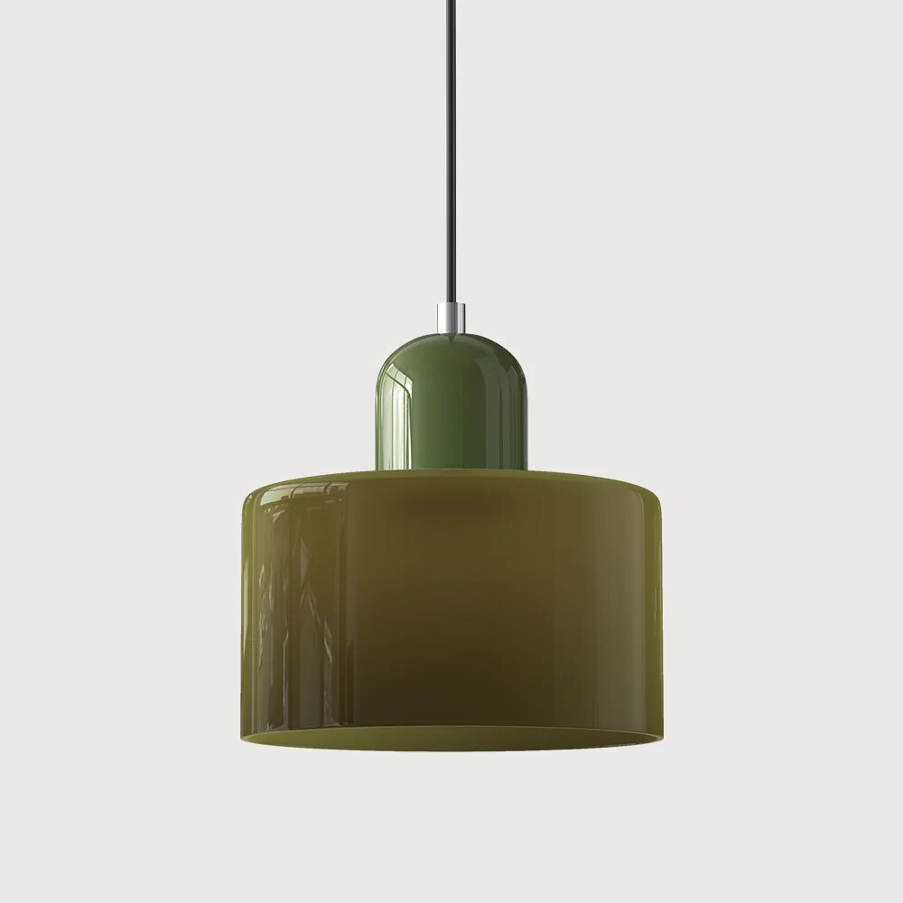 Bauhaus Glass Pendant Light – compact shade, colour options, adjustable drop