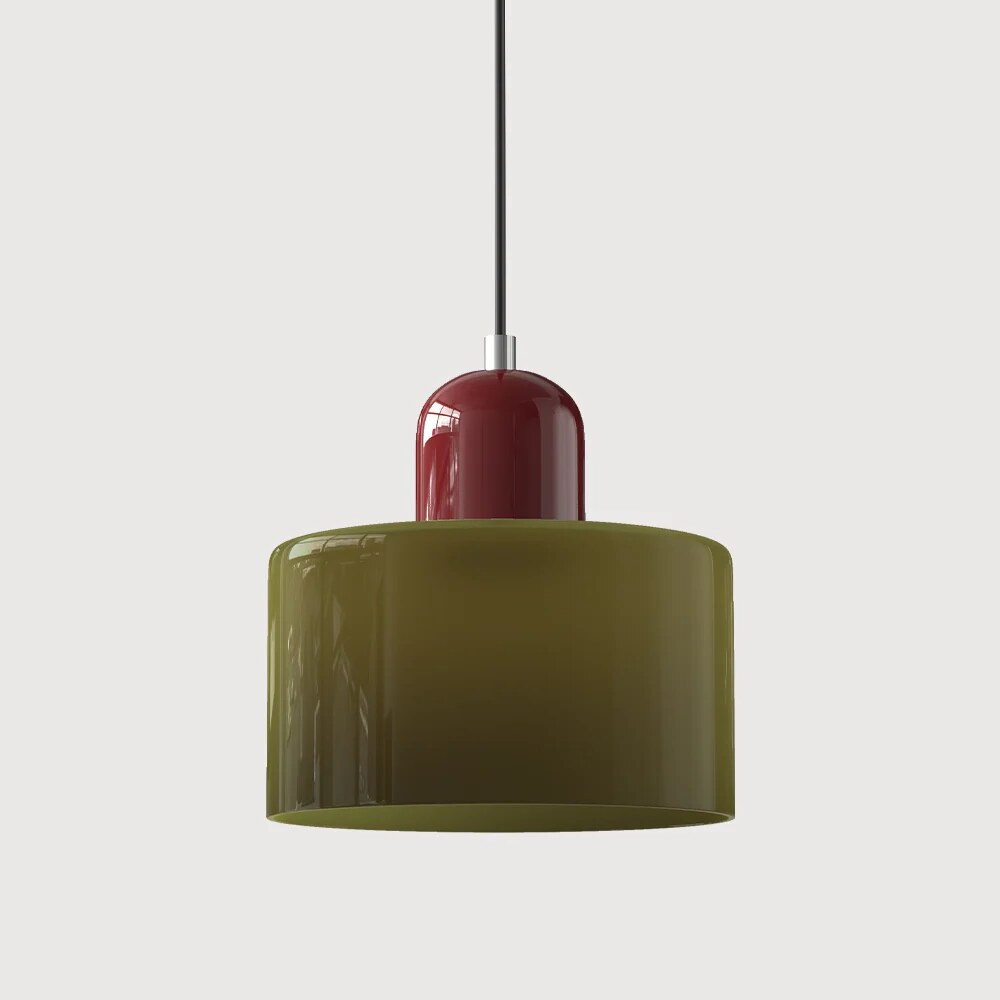 Bauhaus Glass Pendant Light – compact shade, colour options, adjustable drop