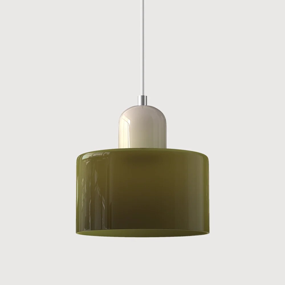 Bauhaus Glass Pendant Light – compact shade, colour options, adjustable drop