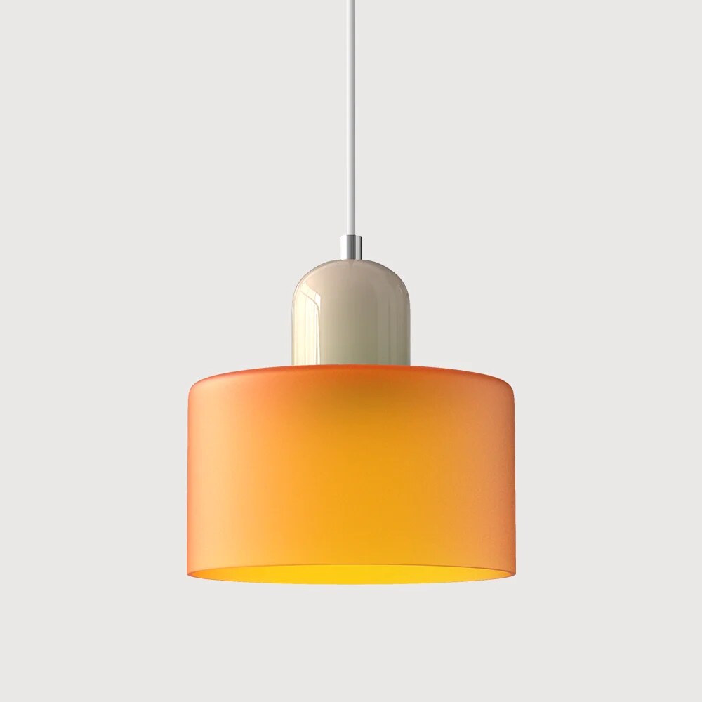 Bauhaus Glass Pendant Light – compact shade, colour options, adjustable drop