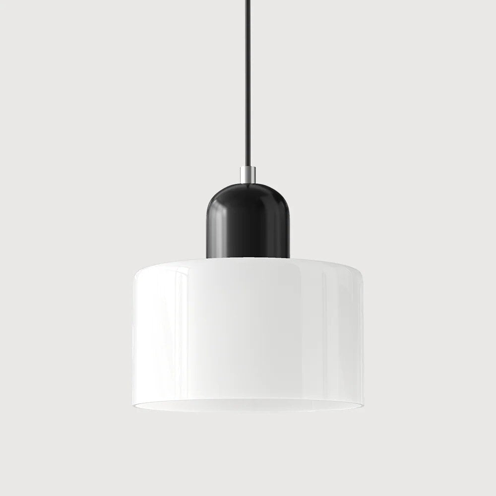 Bauhaus Glass Pendant Light – compact shade, colour options, adjustable drop