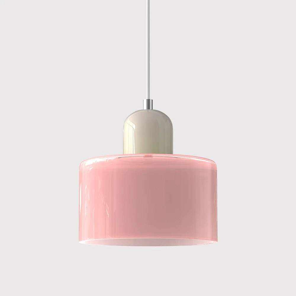 Bauhaus Glass Pendant Light – compact shade, colour options, adjustable drop