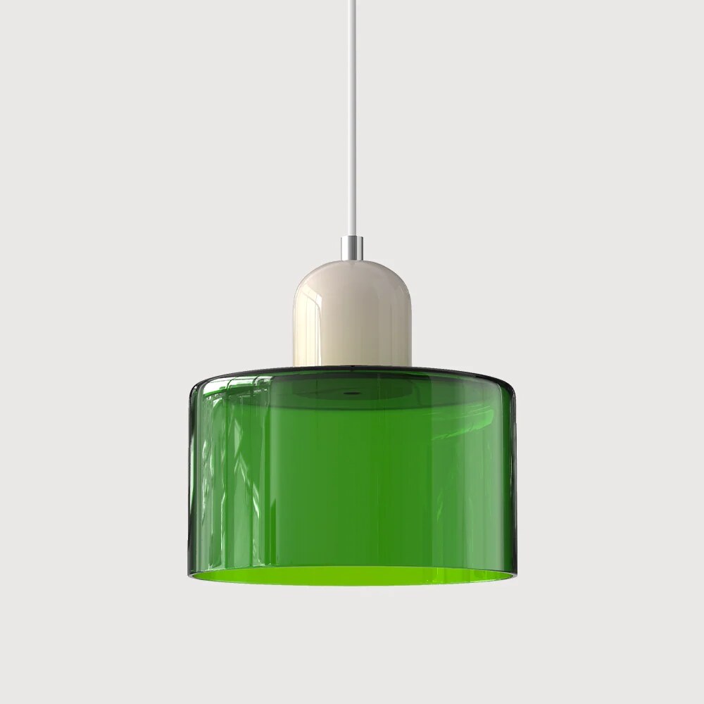 Bauhaus Glass Pendant Light – compact shade, colour options, adjustable drop