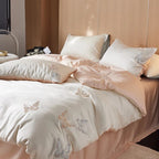 Bedding Set – cotton percale, embroidered breakfast motifs, reversible