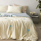 Bedding Set – cotton percale, embroidered breakfast motifs, reversible