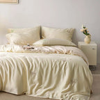 Bedding Set – cotton percale, embroidered breakfast motifs, reversible