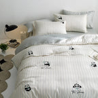 Bedding Set – cotton percale, embroidered breakfast motifs, reversible