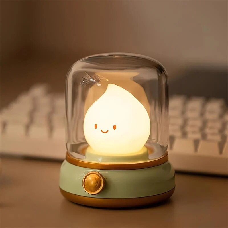 Bedside Table Lamp – flame-effect LED, warm glow, touch control