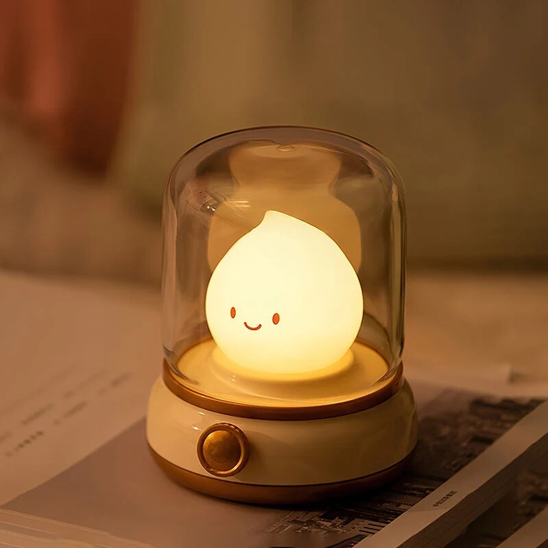 Bedside Table Lamp – flame-effect LED, warm glow, touch control