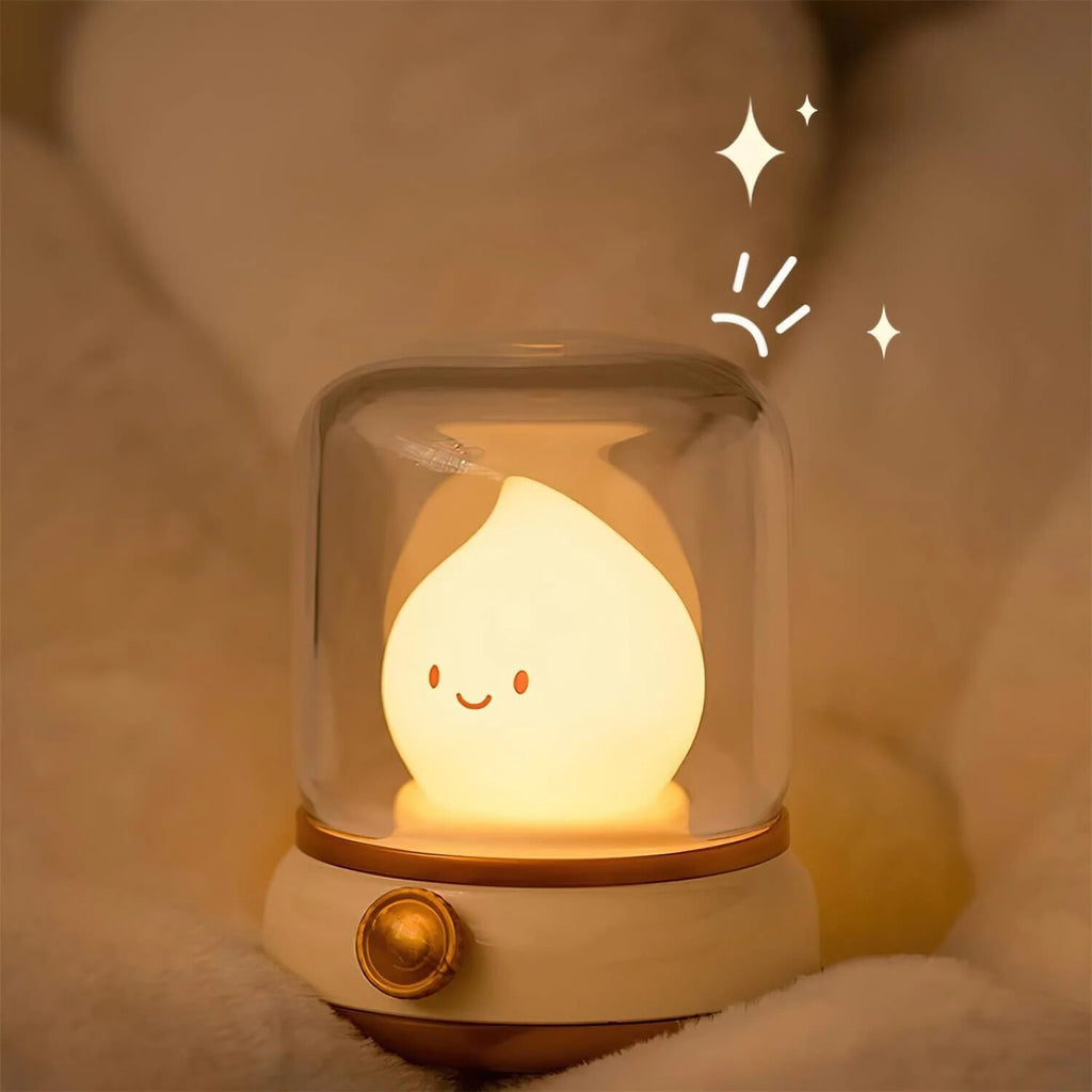 Bedside Table Lamp – flame-effect LED, warm glow, touch control