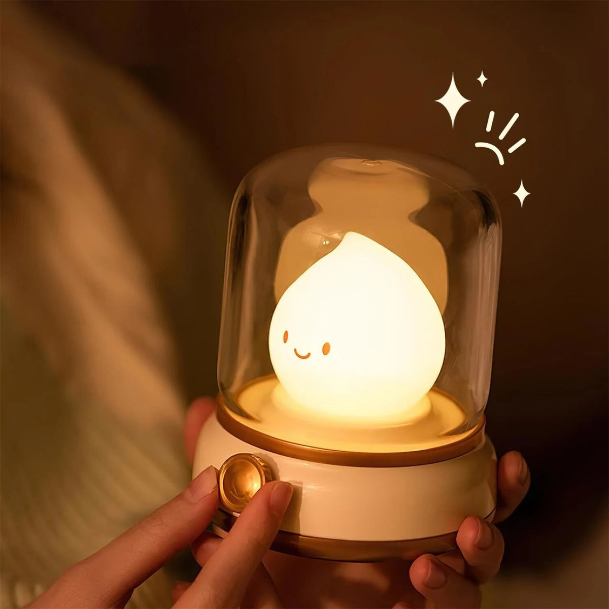 Bedside Table Lamp – flame-effect LED, warm glow, touch control
