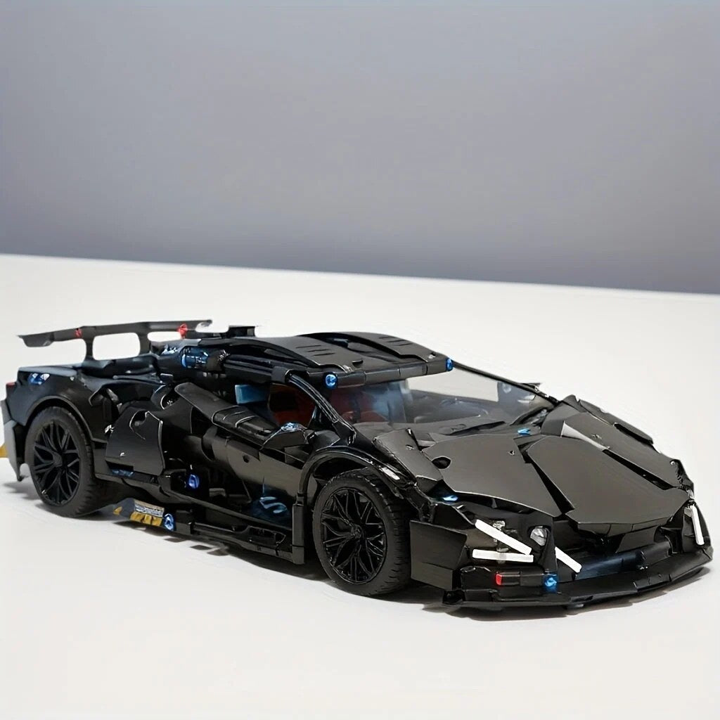 Black Supercar Construction Set – detailed assembly model