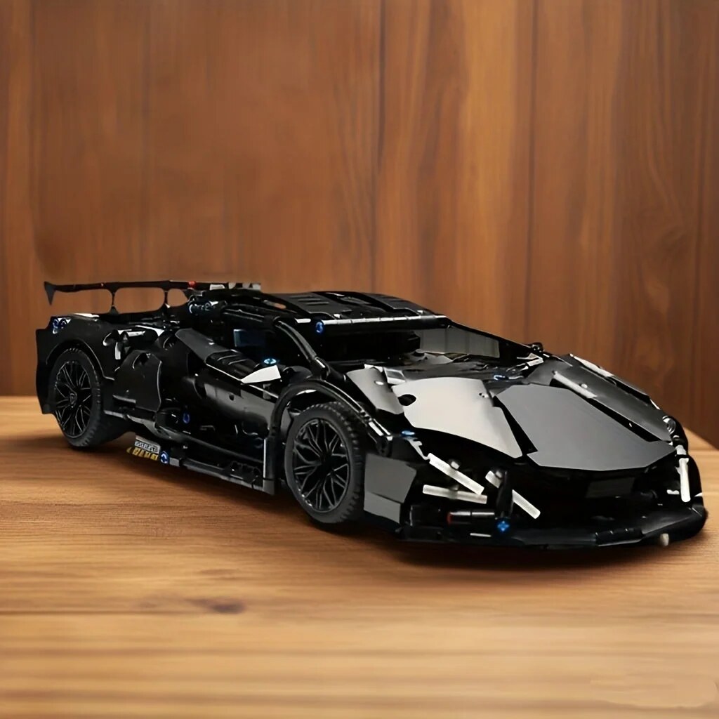 Black Supercar Construction Set – detailed assembly model