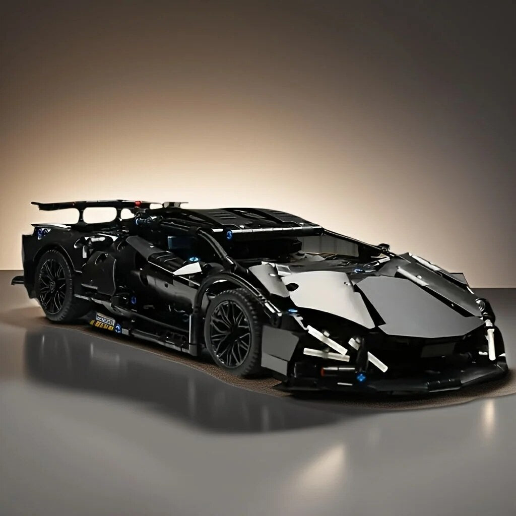 Black Supercar Construction Set – detailed assembly model