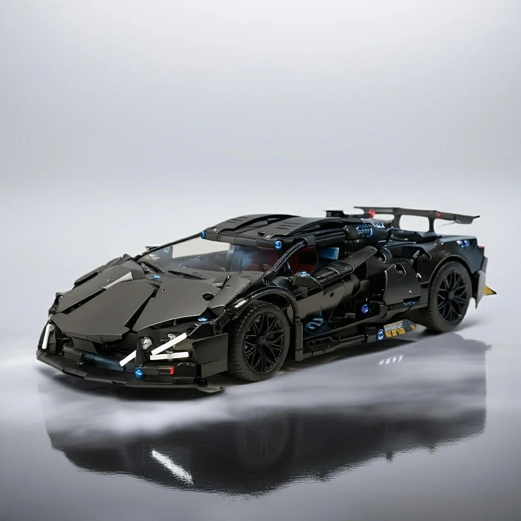 Black Supercar Construction Set – detailed assembly model