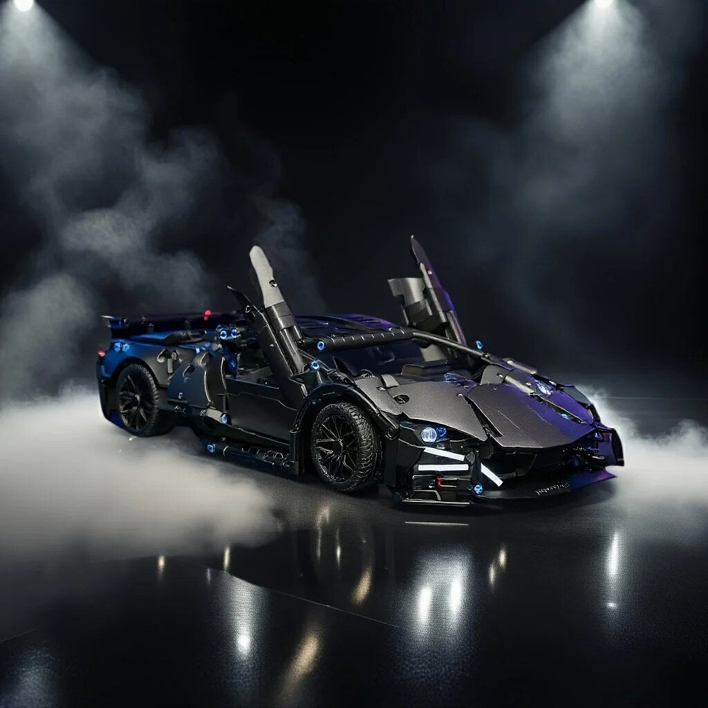 Black Supercar Construction Set – detailed assembly model