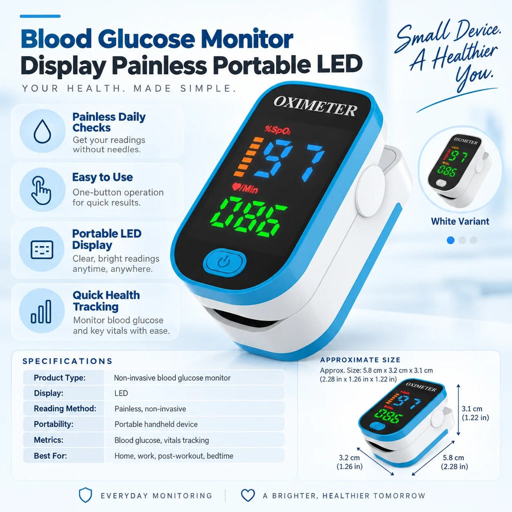 Blood Glucose Monitor – portable LED display, painless readings