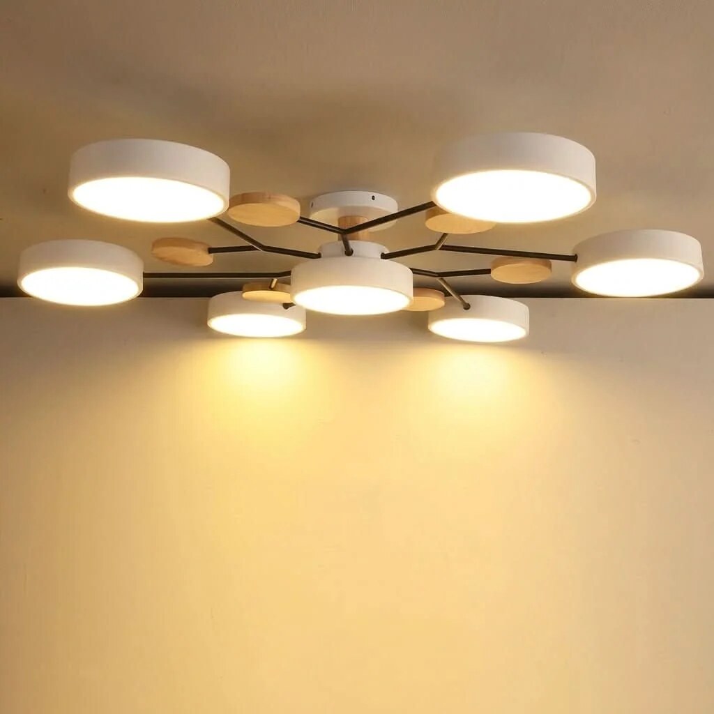 Branch Ceiling Light – adjustable heads, metal and wood, Scandinavian design