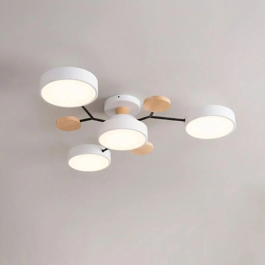 Branch Ceiling Light – adjustable heads, metal and wood, Scandinavian design